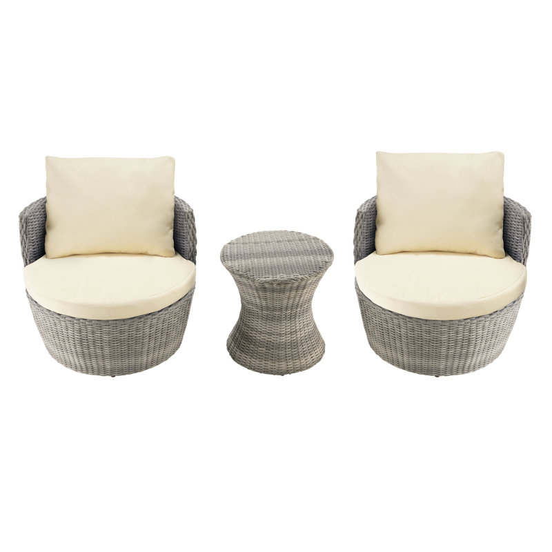 Ensemble bistro 3 pièces Romantic Collection, Beige, Gris