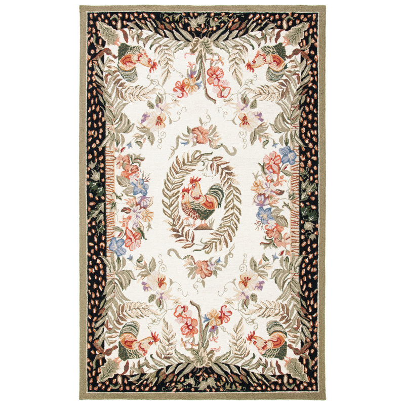 Tapis floral en laine crocheté à la main Kinchen, Rectangle 5 pi 3 po x 8 pi 3 po
