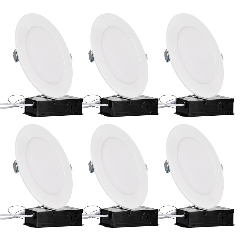 Plafonnier encastré ultra-mince à DEL 6 po, intensité variable 13,5 watts, 2700 K, Blanc