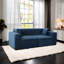 Lit moderne en velours bleu confortable avec espace de rangement 3 places peu encombrant et pratique