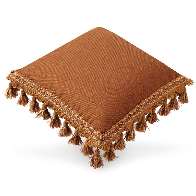 Sundown Scene Tassels Throw Pillow, Brown