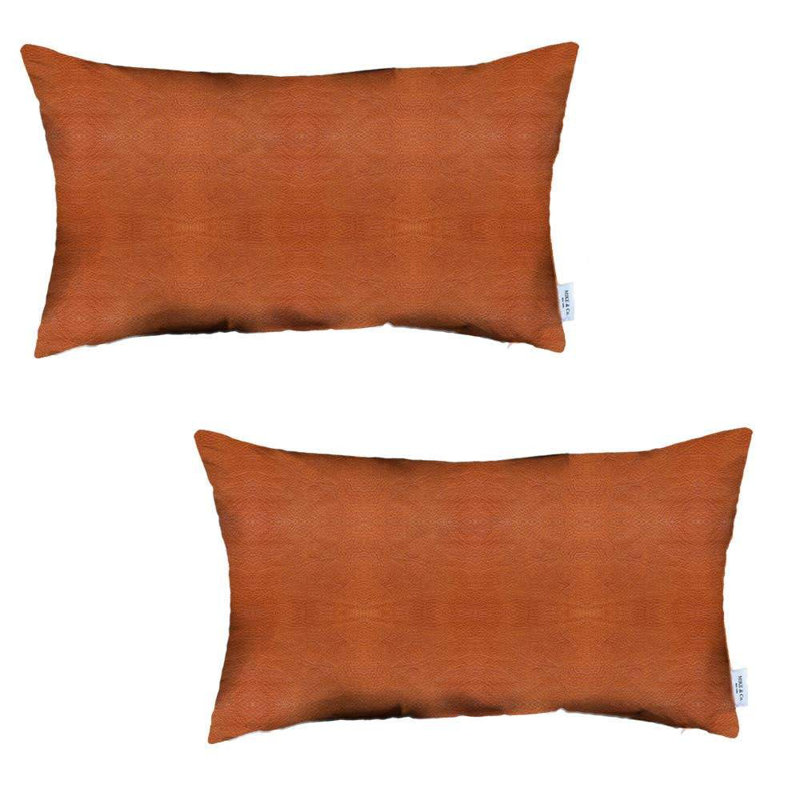 Housse de coussin rectangulaire en similicuir, Brun