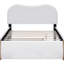 Lit plateforme tapissier avec lit gigogne simple, blanc - Tête de lit confortable avec pieds et lit gigogne en bois, design moderne-1742828328
