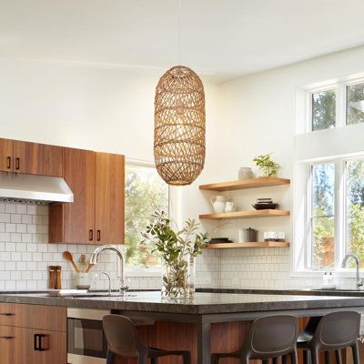 Luminaire suspendu en lustre en rotin Boho