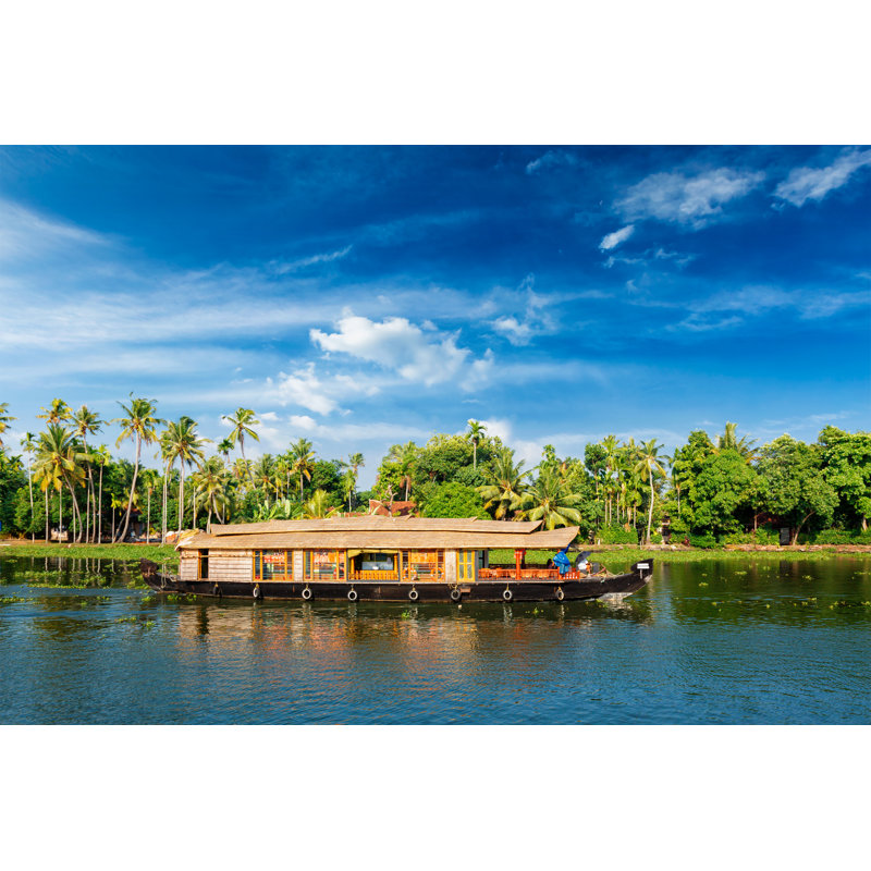 Houseboat On Kerala Backwaters, India - Wrapped Canvas Print, 30cm H x 46cm W x 3.8cm D