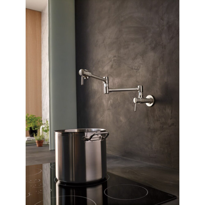 Euro Linear Wall Mount Pot Filler, Luxe Steel