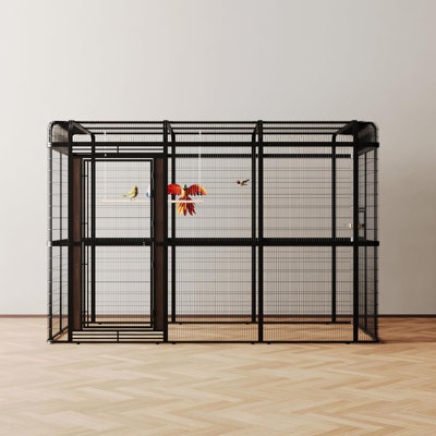 120.1"W×81.5”H Extra Large Metal Walk-In Bird Cage With Perches & Feeding Cups