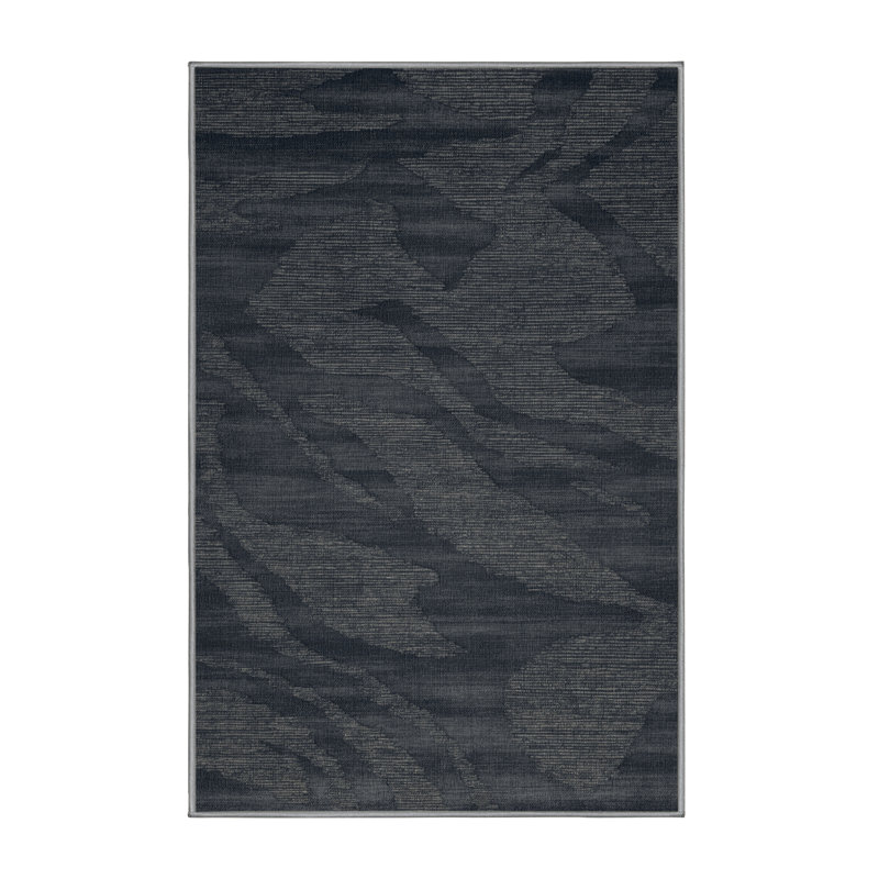 Tapis abstrait gris lavable à la machine, Rectangle 5 pi x 7 pi