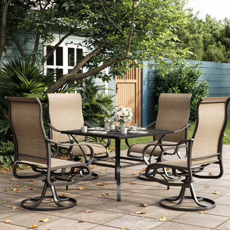 Bhairavi 4-Person Patio Dining Set, Light Brown