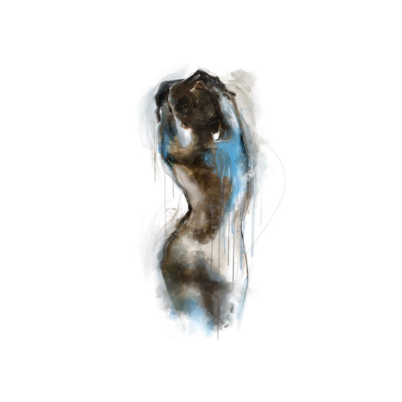 Femme De Bleu III Print by Emma Brooks, 32" H x 24" W x 1.5" D, Image Brush Gel