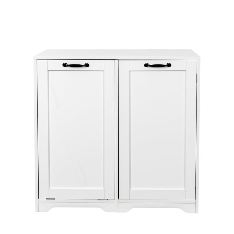 Armoire de buanderie avec portes et tablette, panier à linge inclinable, style autoportant, tablette réglable