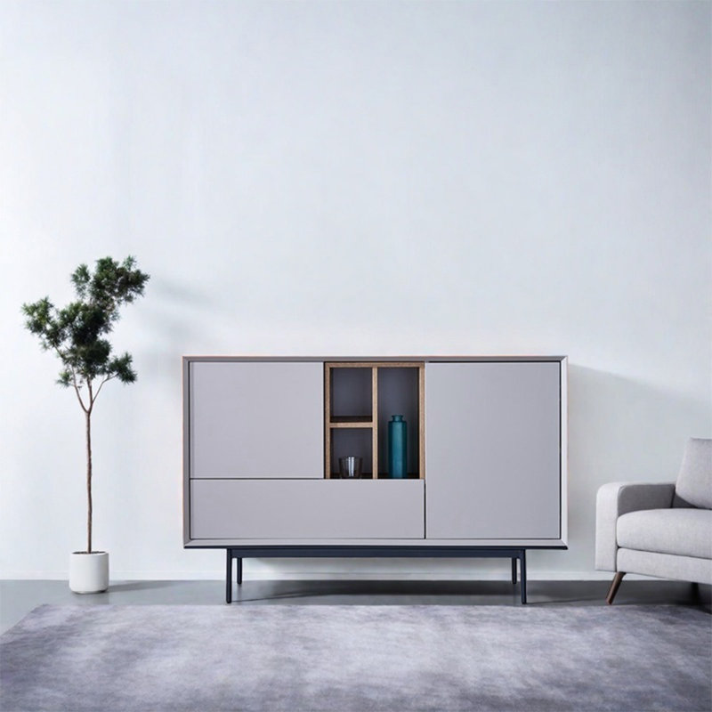 Armoire décorative en acier au carbone avec rangement, Vermillon