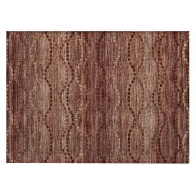 Machine Washable Indoor/Outdoor Xhevrie Paprika Rug