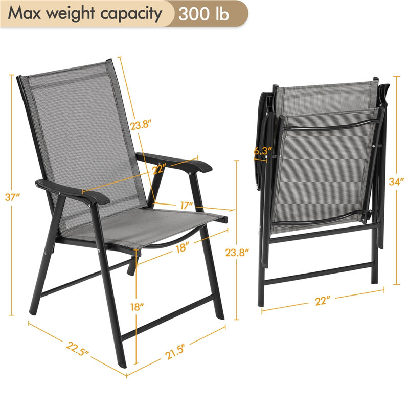 Fauteuil de patio pliant Jordin, Gris