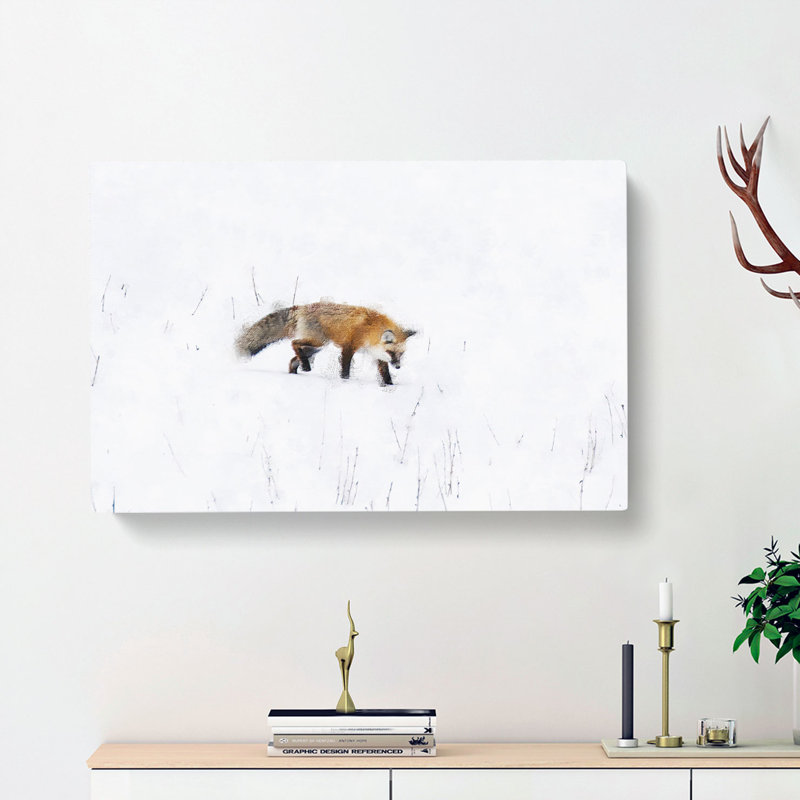 Red Fox Prowling In Wyoming - Wrapped Canvas Print, 35cm H x 50cm W x 3cm D