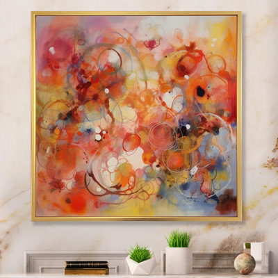 Orange Red Marbled Dreamscape II - Abstract Geometric Canvas Art