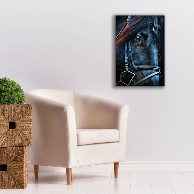 «Black Stallion Stare 2» par Ashley Aldridge, impression sur toile giclée sur toile, H 26 po x l 18 po x P 0,75 po