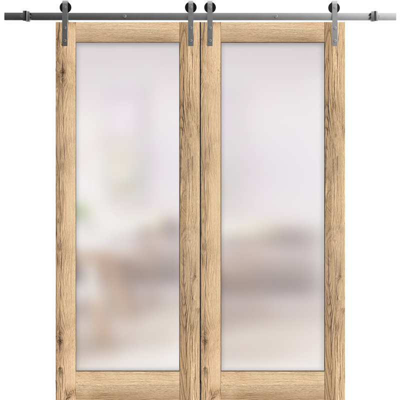 Porte de grange en bois lambrissé sans trousse de quincaillerie d’installation, 84 po x 96 po