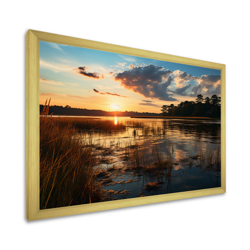 Paysage côtier du Delaware III sur toile, H 24 po x l 32 po x P 1 po, Encadrement doré