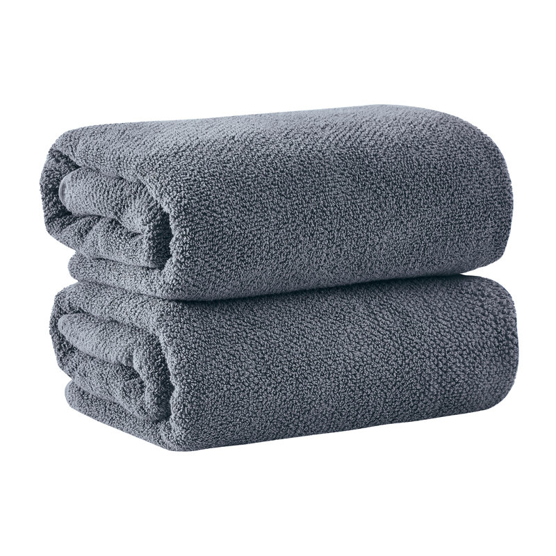 100% Cotton Textured Bath Sheet, Chambray Blue, Bath Sheet - 2 Pack
