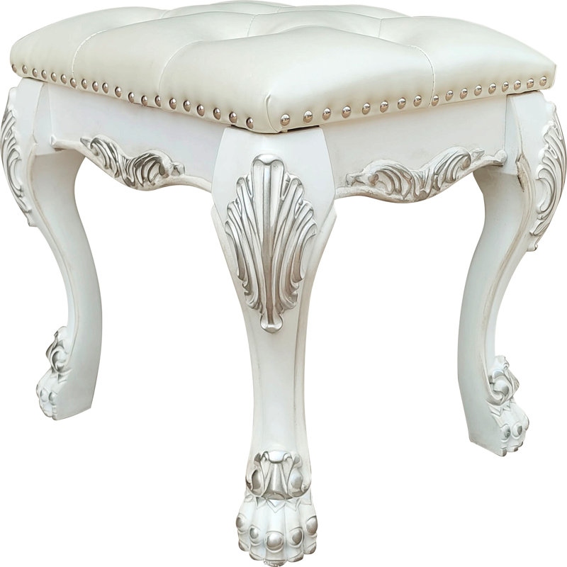 Tabouret de coiffeuse à finition blanc os