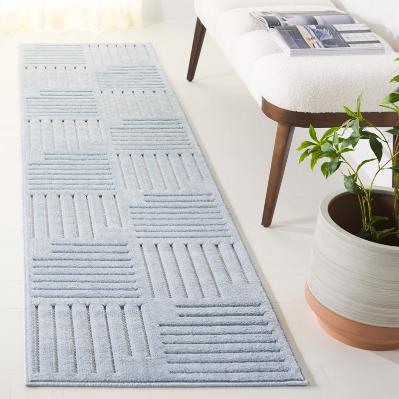Tapis bleu Selena 678, Tapis de couloir 2 pi 2 po x 8 pi