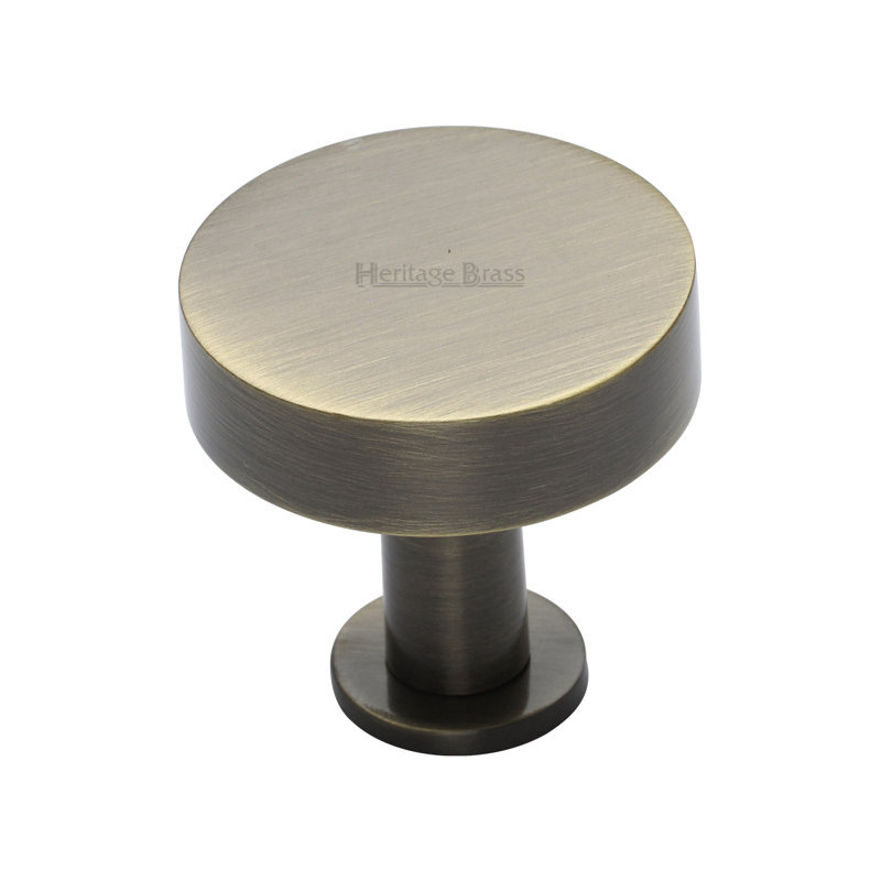 Heritage Brass Heritage Cabinet Knob Disc Design with Base, 3.2cm H x 3.2cm W x 3.2cm D, Antique Brass
