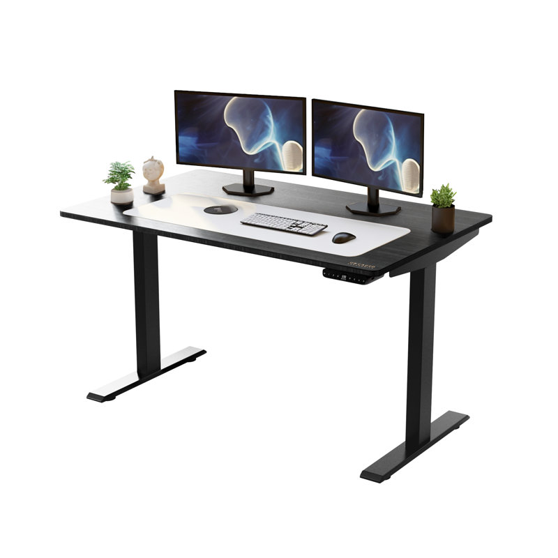 Uncaged Ergonomics Rise Up 48" x 30" Dual-Motor Electric Standing Desk - Height Adjustable Sit-Stand Desk with Memory Presets, Black MDF Top, Black Frame