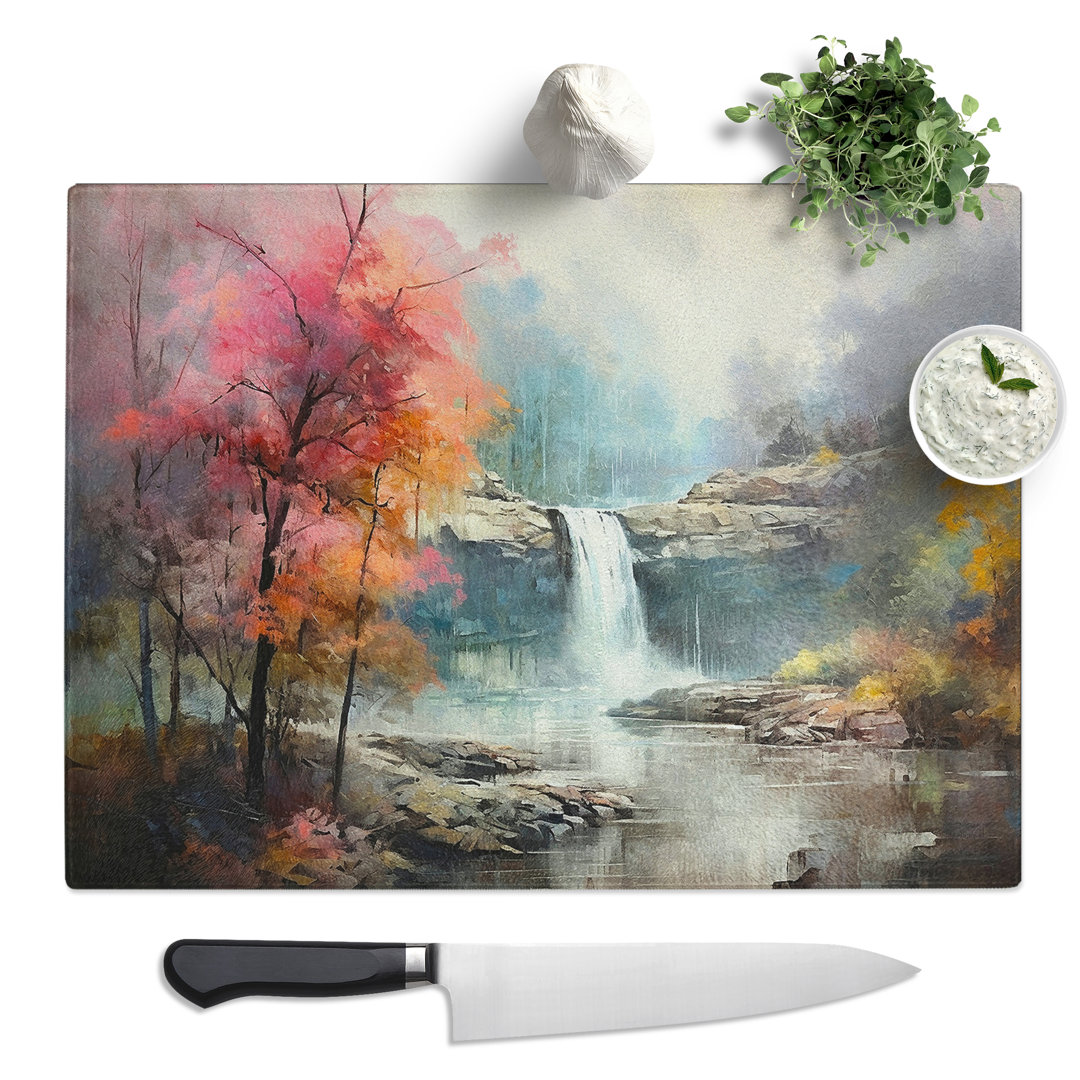 Waterfall Impressionism  Glass Chopping Board