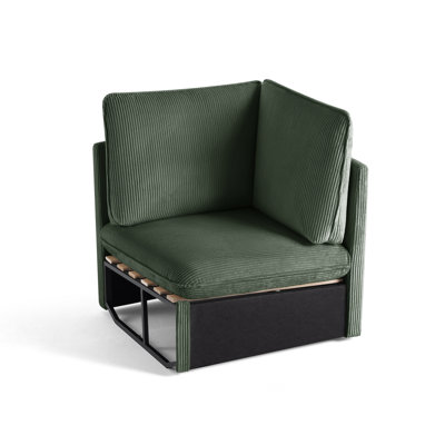 Siège de coin modulaire moderne, module d'angle à 90 degrés pour canapé modulaire en L, tissu velours côtelé, vert