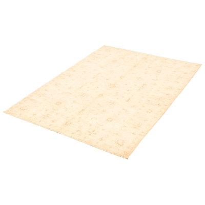 Ivoire Tapis décoratif en laine de conception unique 5 pi 7 po x 8 pi noué à la main