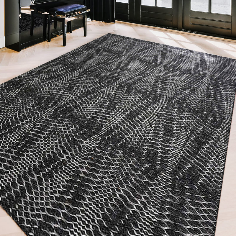 Hand Woven Wool Moroccan Area Rug, Rectangle 6' x 9'