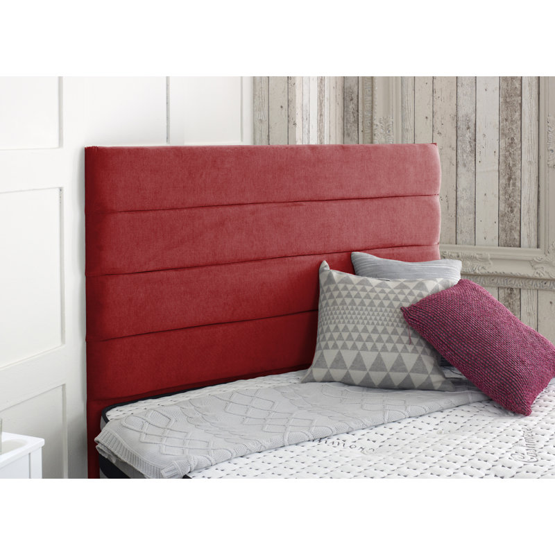 Salmon Upholstered Velvet Panel Headboard, Small Double (4'), Silver