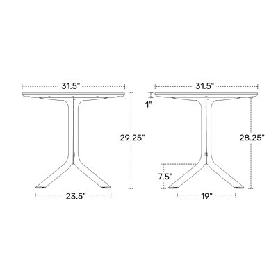 Delron 31.5" W Plastic Square Outdoor Dining Table