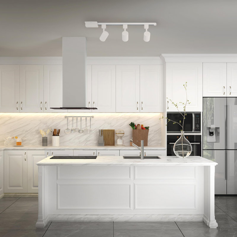 Tête de rail 5-CCT à DEL 10W de la collection AMPED East Grove Home, sélectionnable en blanc pour rail en J, système de rail standard à 2 fils