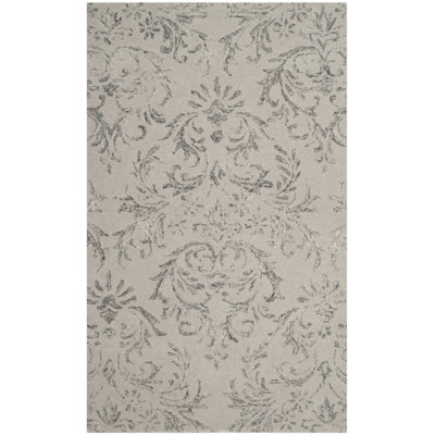 Tivoli Hand Tufted Viscose/Wool Floral Rug in Grey