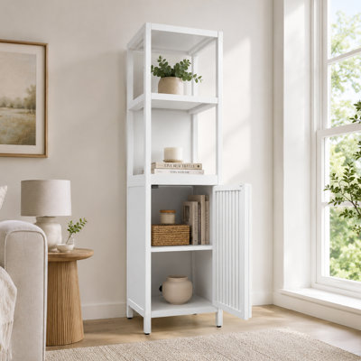 Organisateur de rangement de salle de bain en bambou pour petits espaces avec porte et tablettes