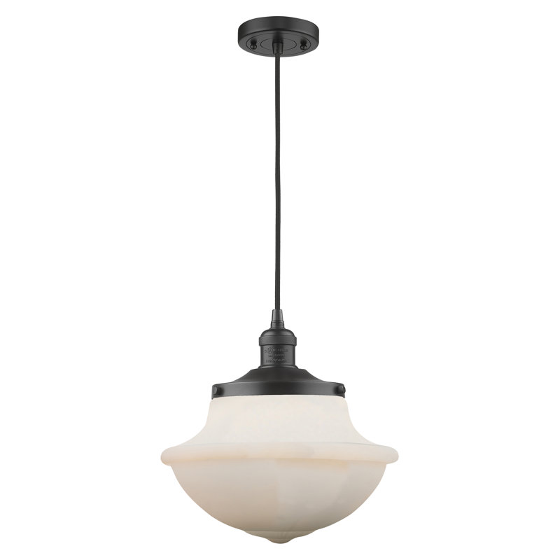 Luminaire suspendu simple à 1 lumière Baptiste, Ampoule DEL 6 watts Vinage, Blanc mat, Noir mat