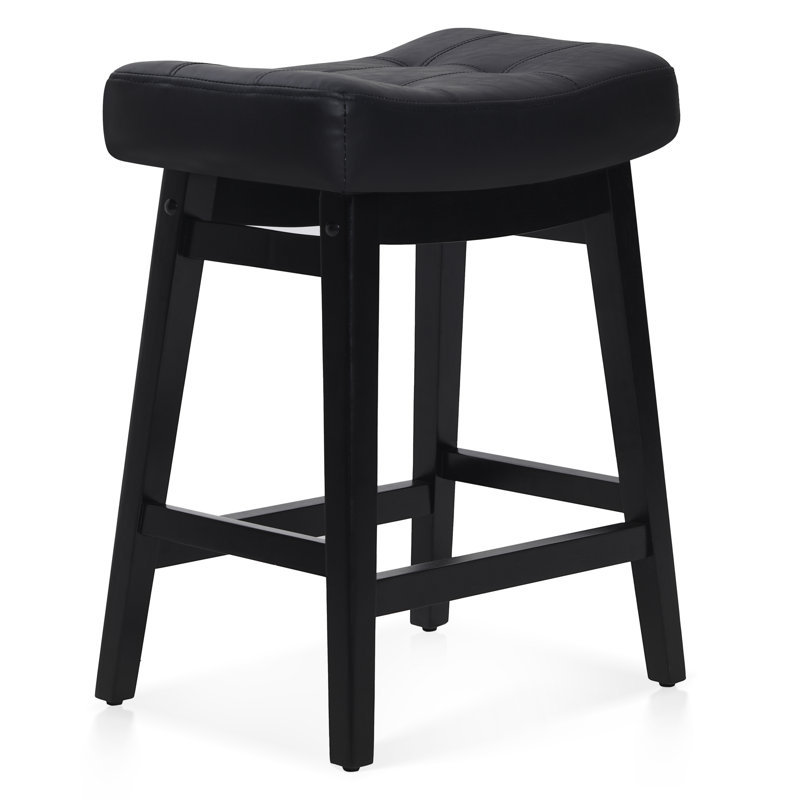 Tabourets de bar extra larges 19,7 po, Siège en similicuir noir / structure noire