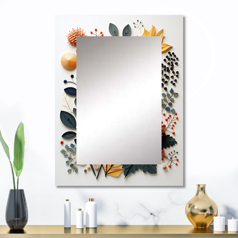 Coloré Mid Mid Century Botanicals II - miroir mural Mid-Century abstrait, miroir Mid-Century, 32 po x 24 po