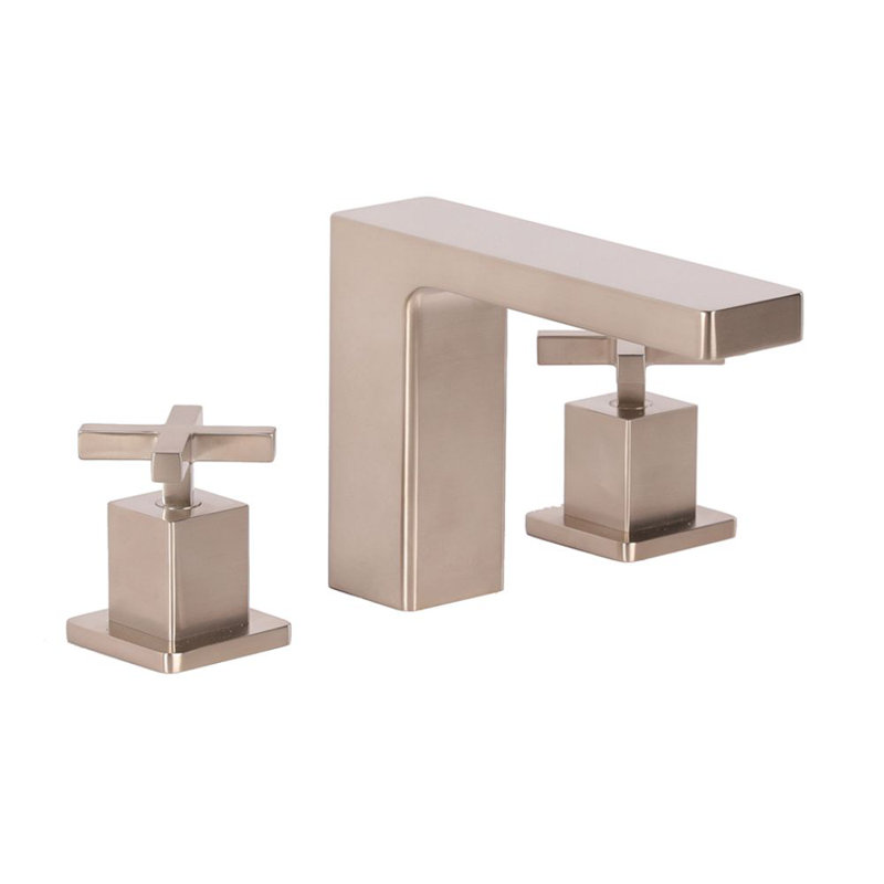Eleganza Widespread Bathroom Faucet with Drain Assembly, Brushed Nickel, Cross Handle