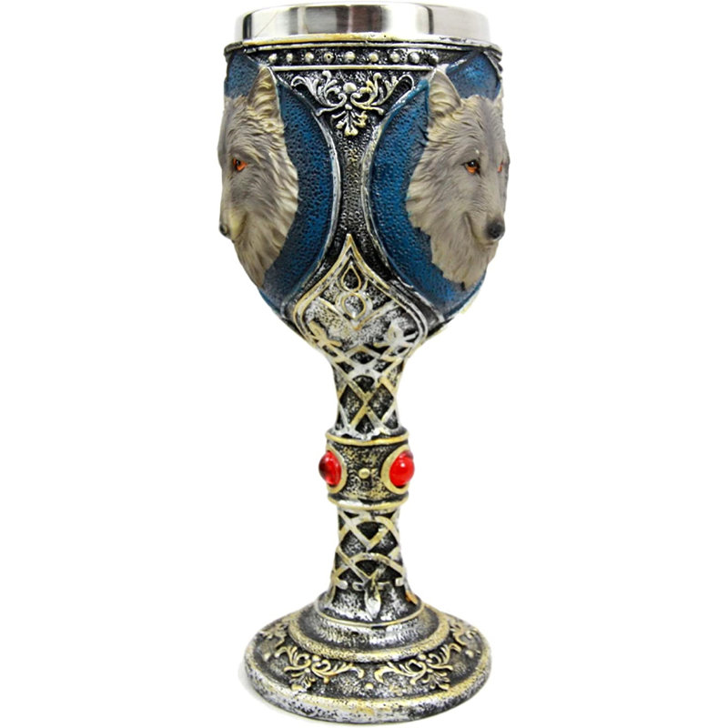 Millwood Pines Alpha Grey Wolf Celtic Magic 7Oz Wine Calice, coupe à gobelet, Timber loups, loups-garous, ensemble de décoration de fête pour boire un verre