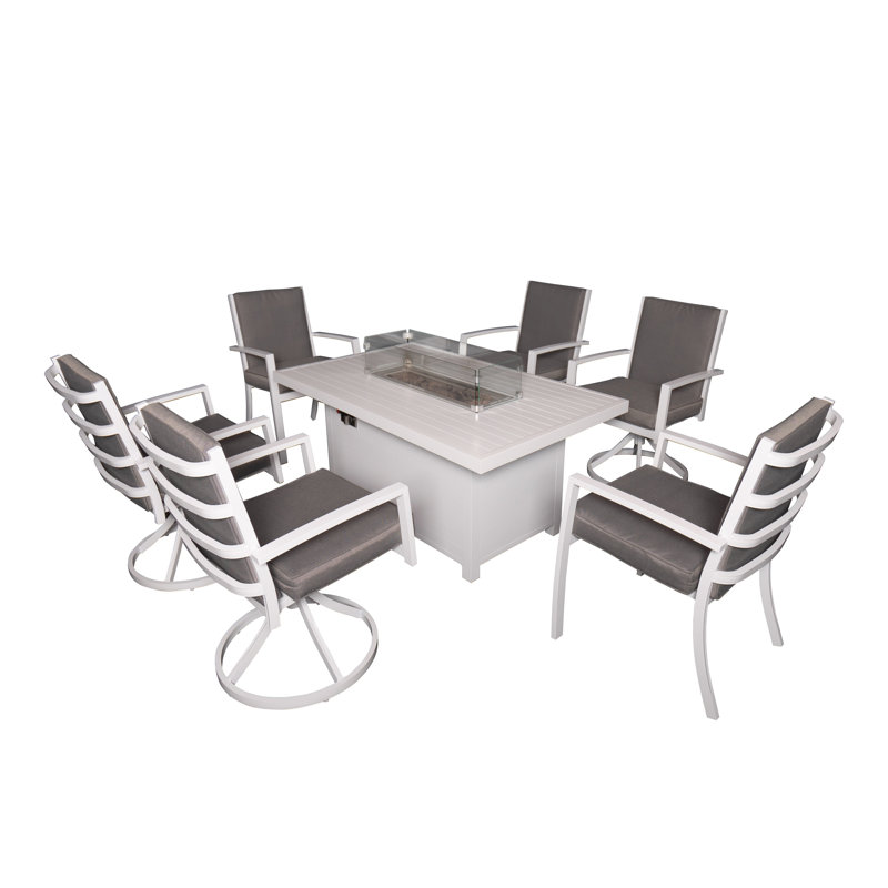 Edbert 6 - Person Patio Dining Set Rectangular Table with Cushions Included