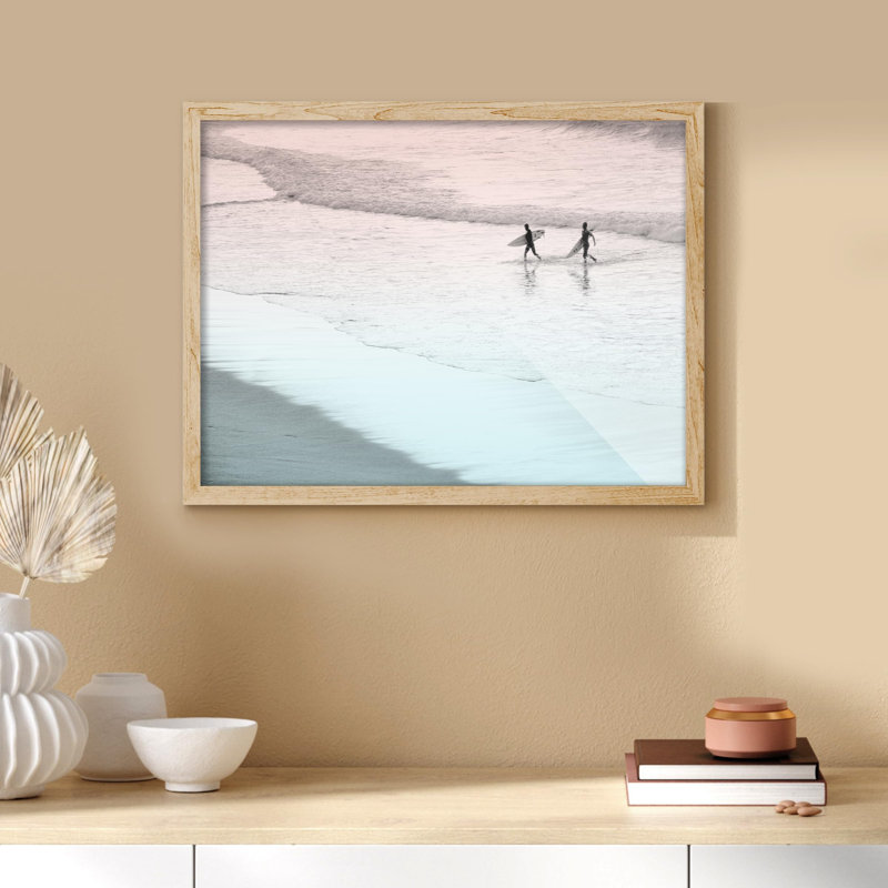 «Washed Out Minimalist Surfer Beach Shore» sur papier, Naturel, H 8 po x l 10 po