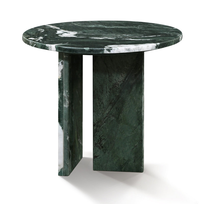 Petite table basse en marbre naturel, Vert, 15.8" H x 17.7" L x 17.7" W