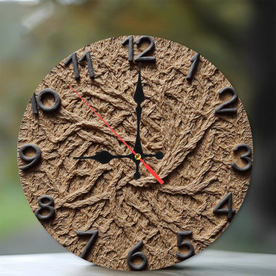 Horloge murale de style bohémien avec texture tricotée