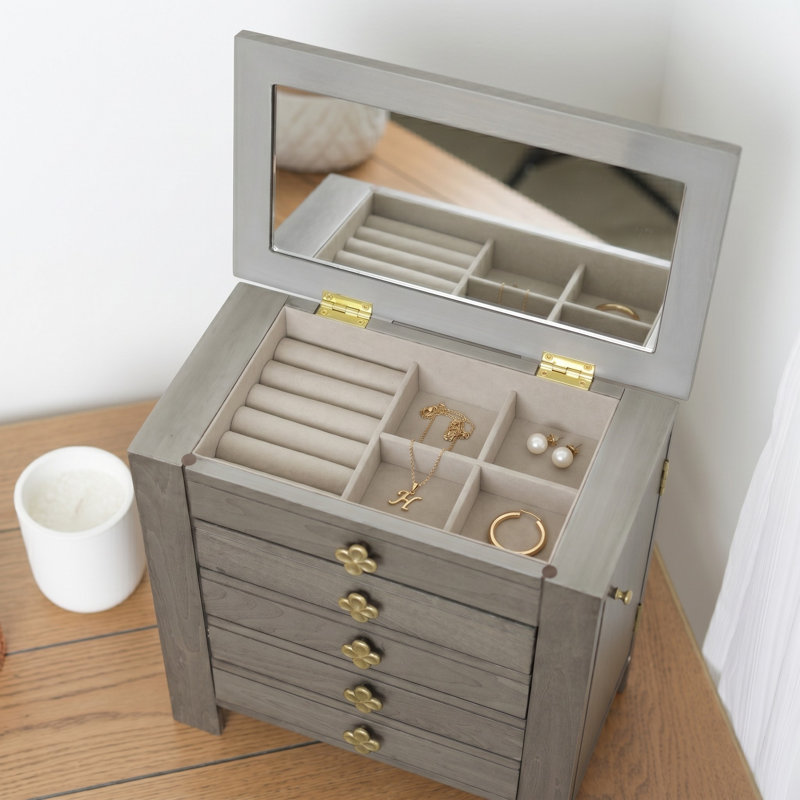 Armoire pour bijoux avec miroir Knag, Gris