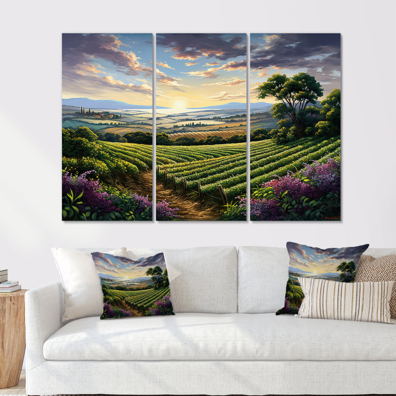 Vineyard Charm liquide Art IV - ensemble de décoration murale vignoble, Toile tendue, H 32 po x l 48 po x P 1 po