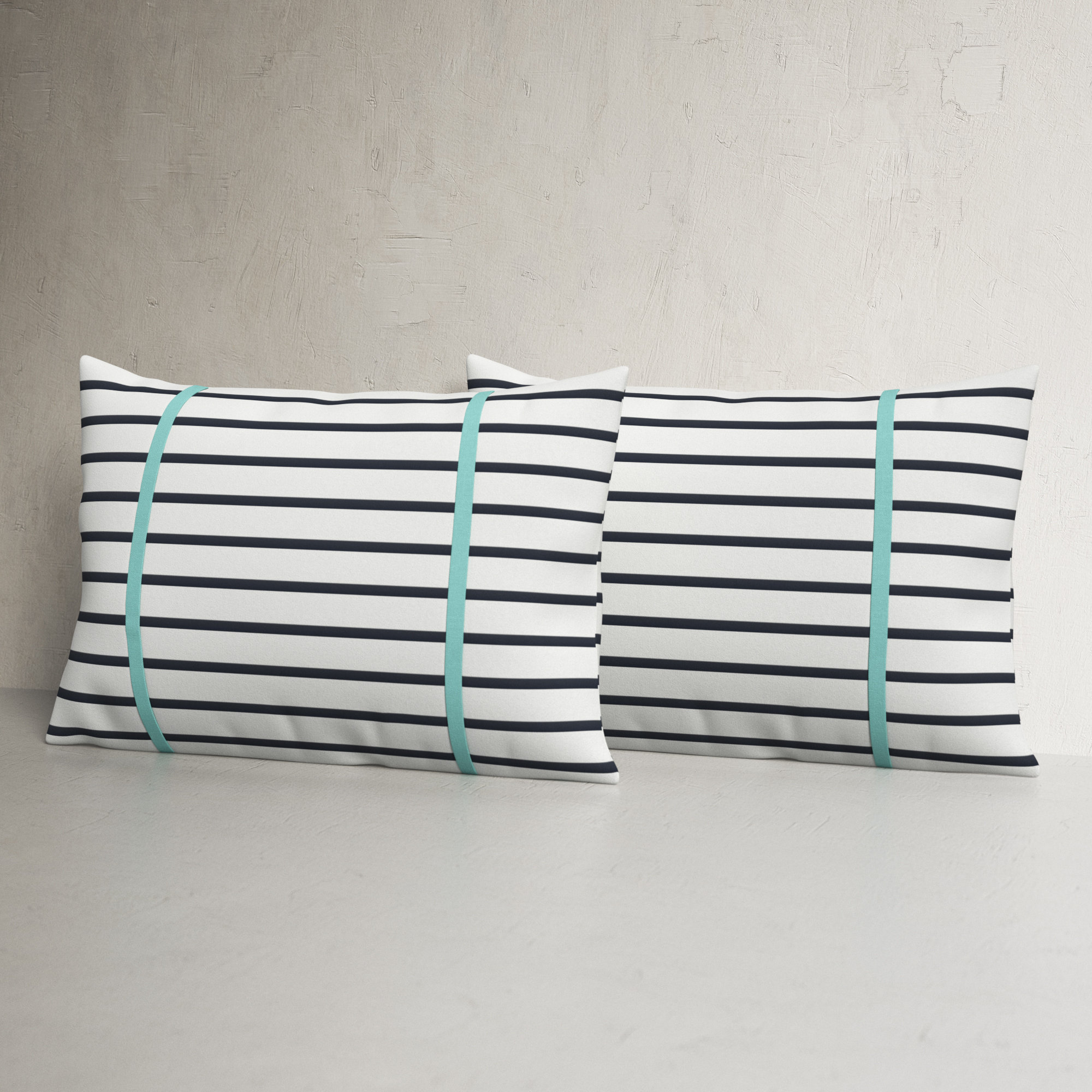Stonebrook Striped Sunbrella® Indoor/Outdoor Lumbar Throw Pillow, Aruba Blue, 13" x 20"