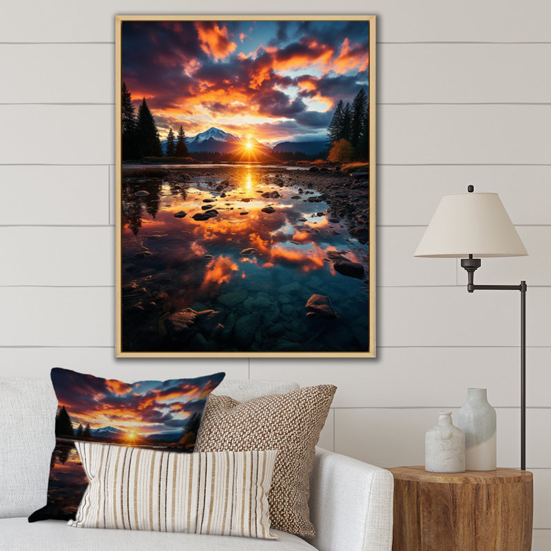 Impression sur toile Majestic Riverbanks III - Lakes & Rivers, Cadre naturel flottant, 40" H x 30" W